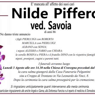 Nilde Piffero ved. Savoia di anni 86