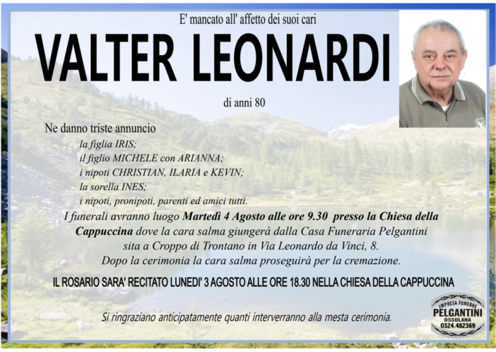 Valter Leonardi di anni 80