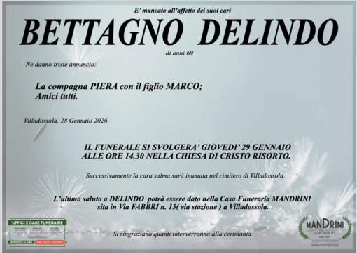 Bettagno Delindo di anni 69