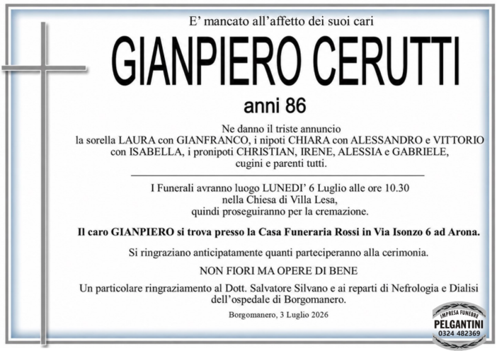 Gianpiero Cerutti di anni 86