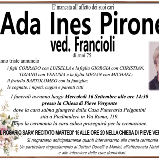 Ada Ines Pirone ved. Francioli di anni 75 Ada Ines Pirone ved. Francioli di anni 75