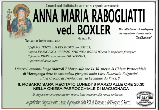 Anna Maria Rabogliatti ved. Boxler di anni 90