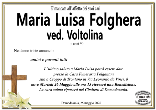 Maria Luisa Folghera ved. Voltolina di anni 90 Maria Luisa Folghera ved. Voltolina di anni 90