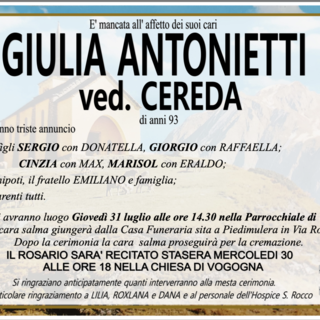 Giulia Antonietti ved. Cereda di anni 93