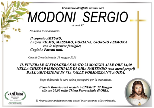 Modoni Sergio di anni 92 Modoni Sergio di anni 92