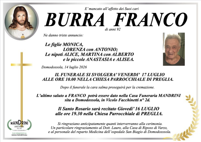 Burra Franco di anni 82