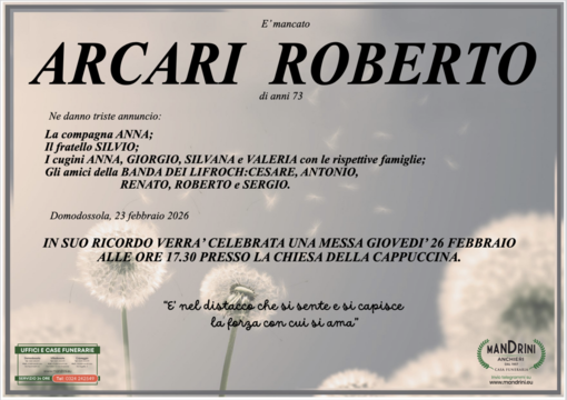 Arcari Roberto di anni 73