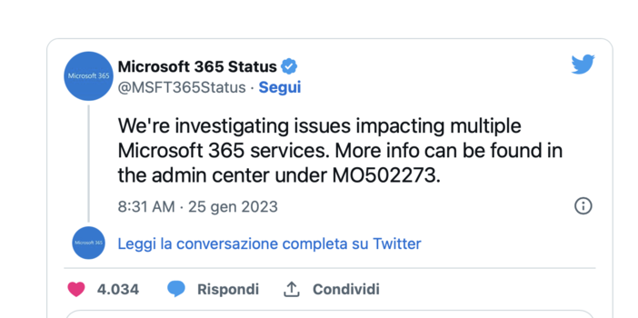 Problemi con i server dei servizi Microsoft Problemi con i server dei servizi Microsoft