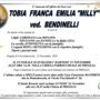 Tobia Franca Emilia &quot;Milly&quot; ved. Bendinelli di anni 85