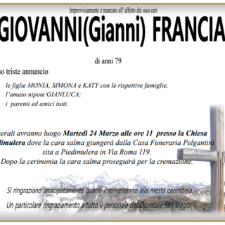 Giovanni Francia di anni 79