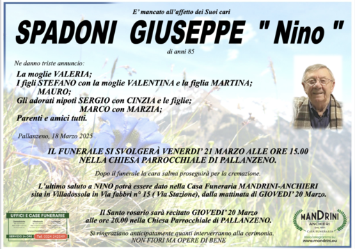Spadoni Giuseppe &quot;Nino&quot; di anni 85