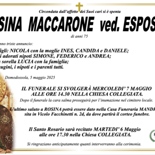 Rosina Maccarone ved. Esposito di anni 75
