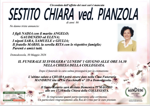 Sestito Chiara ved. Pianzola di anni 86