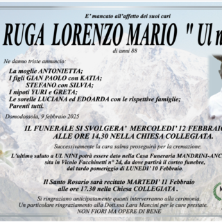 Ruga Lorenzo Mario &quot;Ul Nini&quot; di anni 88