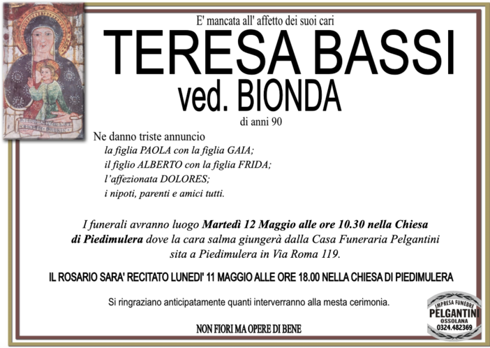 Teresa Bassi ved. Bionda di anni 90