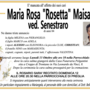 Maria Rosa &quot;Rosetta&quot; Maisano ved. Senestraro di anni 84
