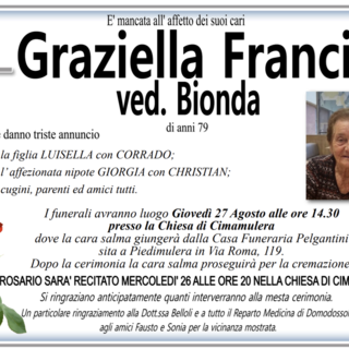 Graziella Francia ved. Bionda di anni 79