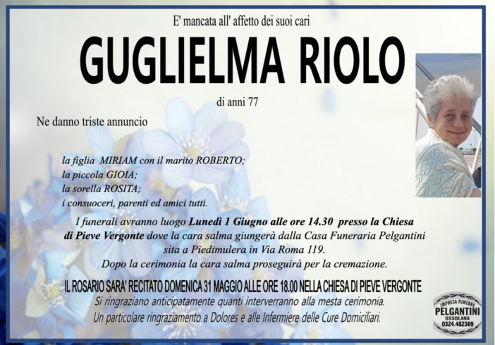 Guglielma Riolo di anni 77