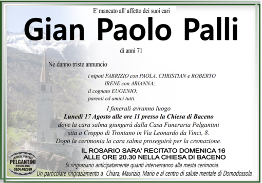 Gian Paolo Palli di anni 71