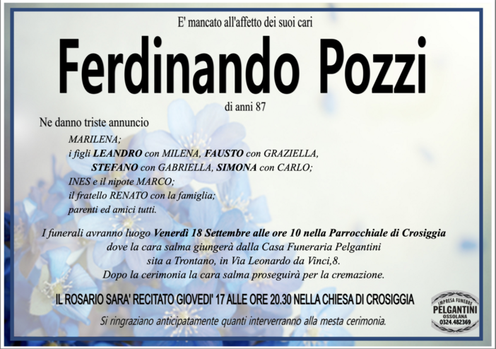 Ferdinando Pozzi di anni 87