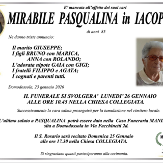 Mirabile Pasqualina in Iacopino di anni 85
