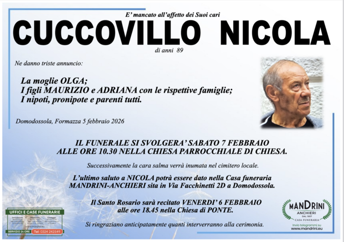 Cuccovillo Nicola di anni 89
