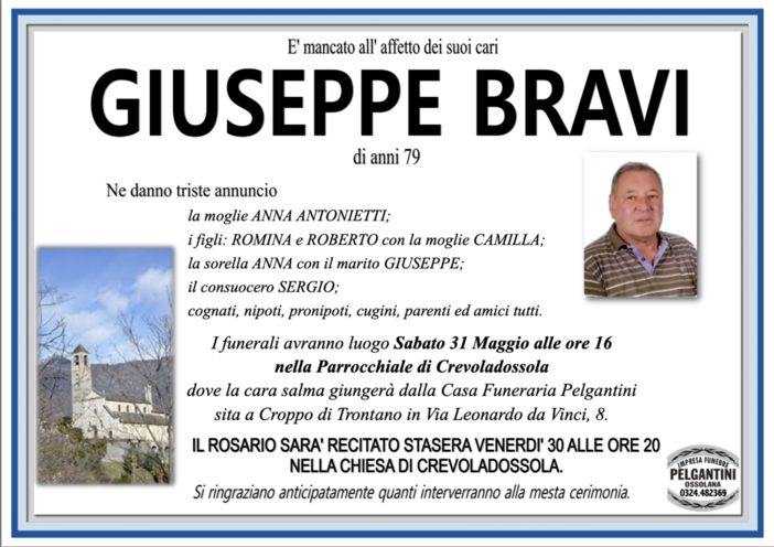 Giuseppe Bravi di anni 79
