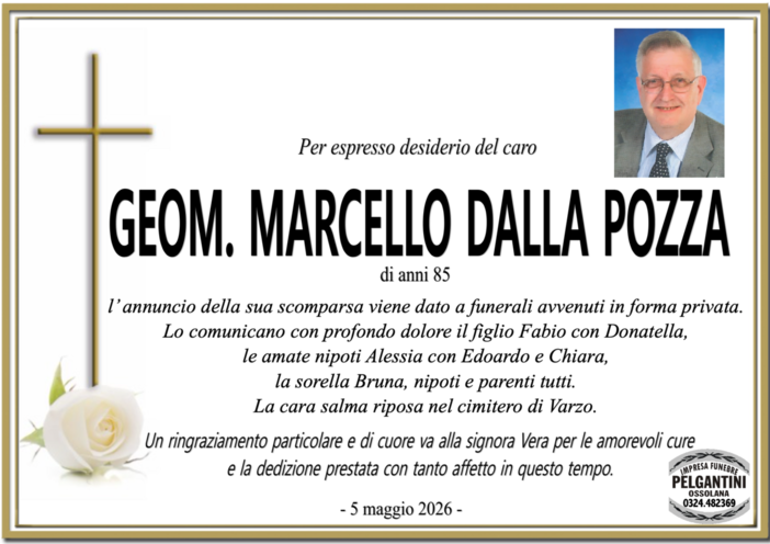 Geom. Marcello Dalla Pozza di anni 85