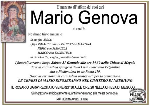 Mario Genova di anni 74 Mario Genova di anni 74