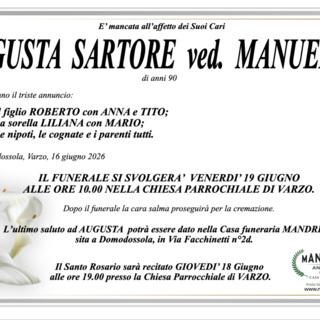 Augusta Sartore ved. Manuelli di anni 90
