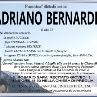 Adriano Bernardi di anni 73