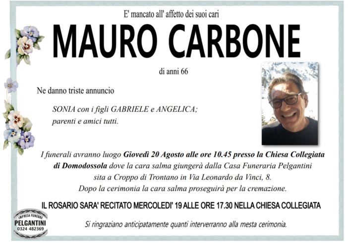 Mauro Carbone di anni 66