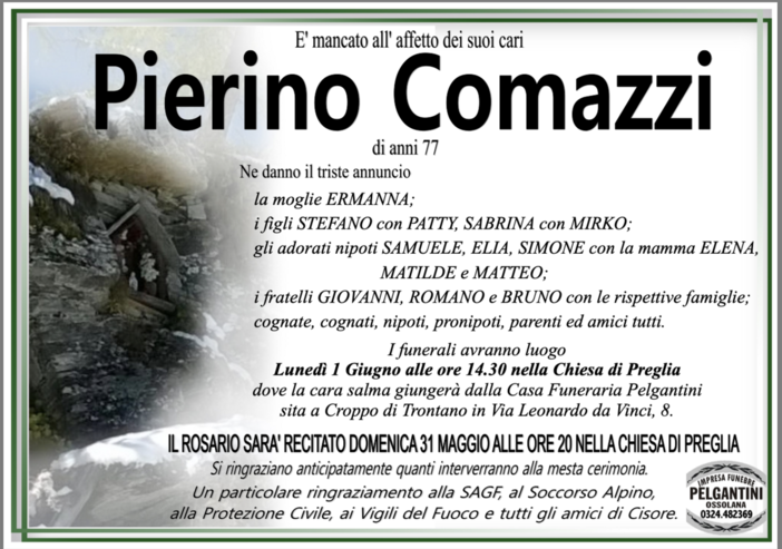 Pierino Comazzi di anni 77