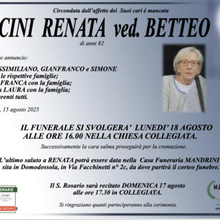 Vaccini Renata ved. Betteo di anni 82