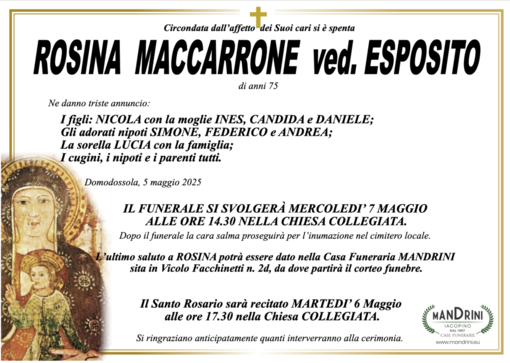 Rosina Maccarone ved. Esposito di anni 75