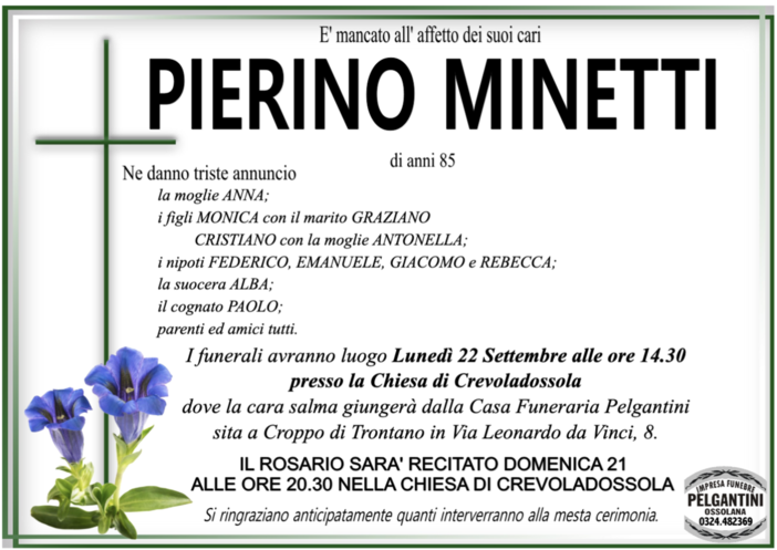 Minetti Pierino 85 anni