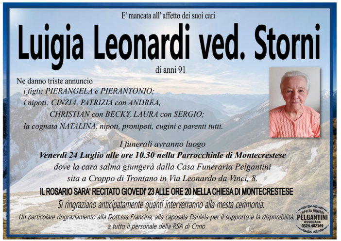Luigia Leonardi ved. Storni di anni 91