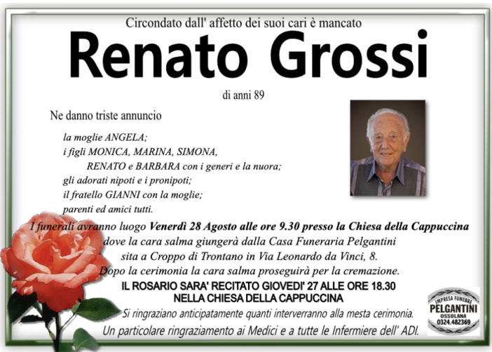 Renato Grossi di anni 89