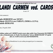 Rolandi Carmen ved. Carosio di anni 89
