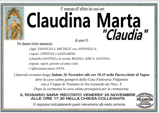 Claudina Marta &quot;Claudia&quot; di anni 81