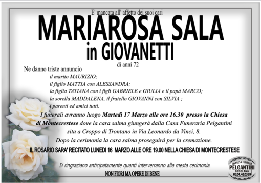 Mariarosa Sala in Giovanetti di anni 72