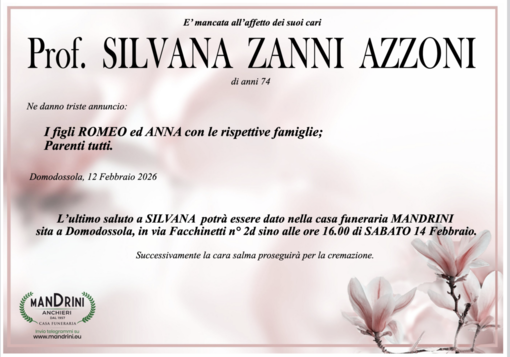 Prof. Silvana Zanni Azzoni di anni 74