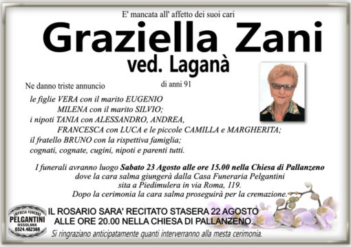 Graziella Zani ved.Laganà 91 anni