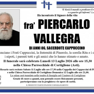 frà Piercarlo Vallegra di anni 86, Frate Cappuccino