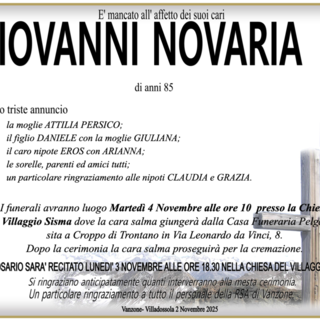 Giovanni Novaria 85 anni