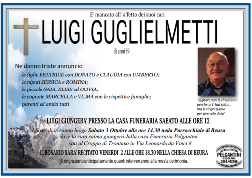 Luigi Guglielmetti di anni 89