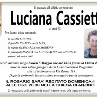 Cassietti Luciana 92 anni