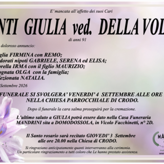 Conti Giulia ved. Della Volpe di anni 91