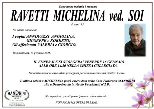 Ravetti Michelina ved. Soi di anni 95