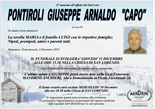 Pontiroli Giuseppe Arnaldo &quot;Capo&quot; di anni 89